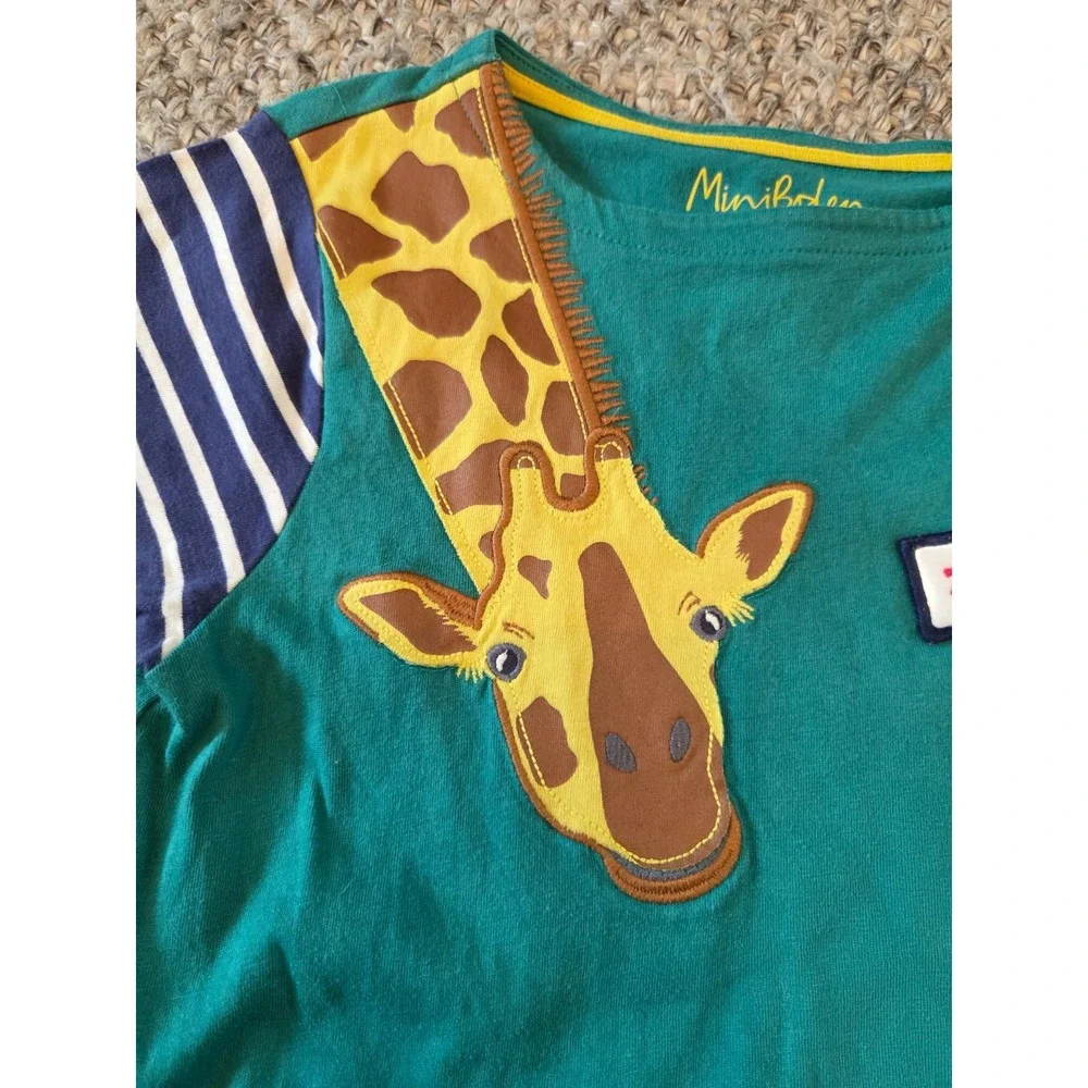 Mini Boden Zoologist Zoo Giraffe Back to School Appliqué Jersey Dress Girls 9-10